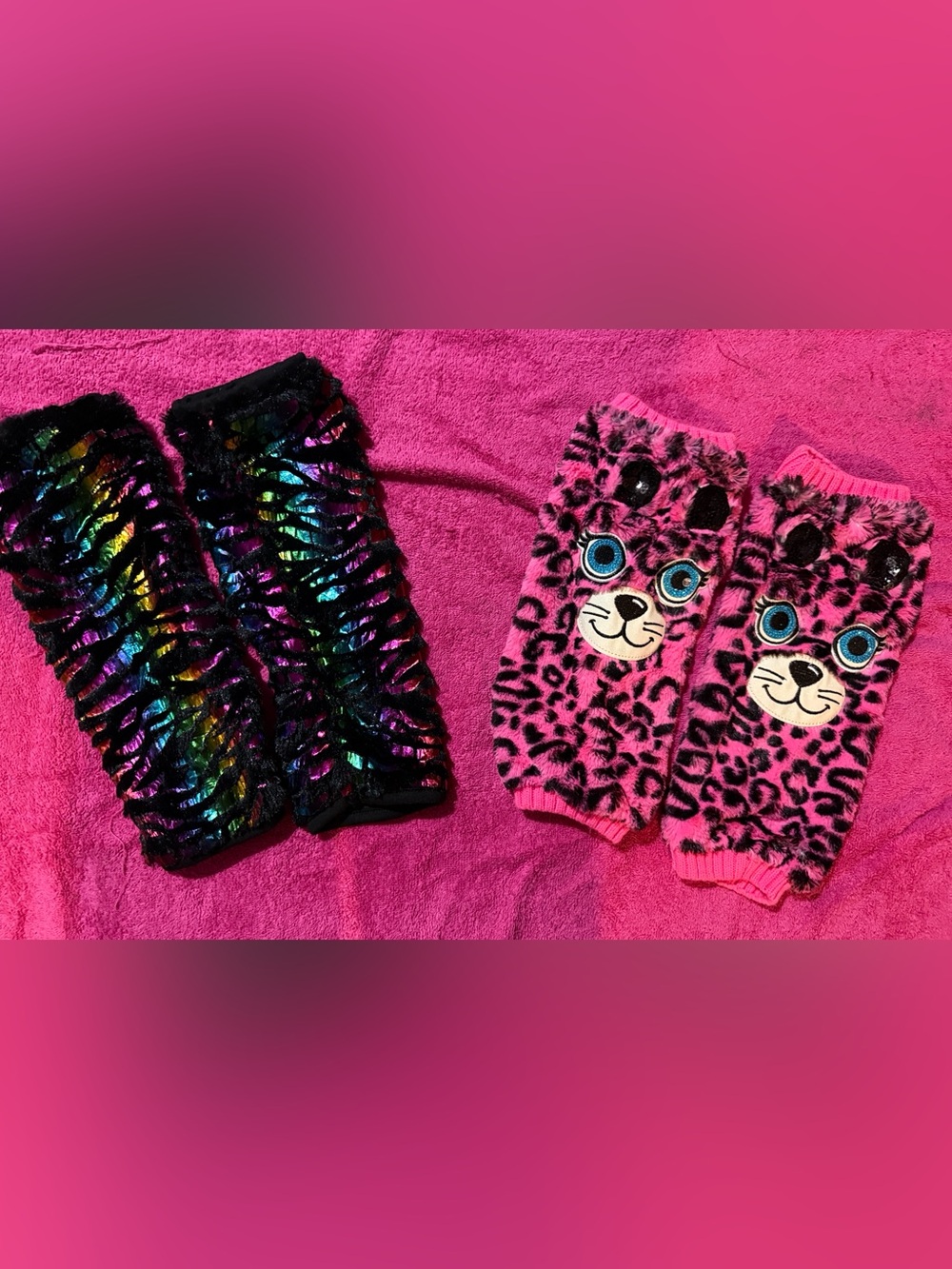 Two Pairs Kids Justice Plush Animal Arm/Leg Warmers